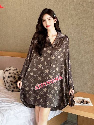 Женская шелковая рубашка длинная AIPINGNA 5206 (гучи)