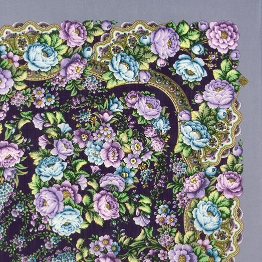 Платок павлопосадский 125*125 см Поцелуй [01]