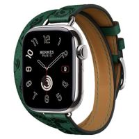 Apple Watch Series 11 Hermes 42 mm Attelage Double Tour Animaux Bandana Vert Moyen