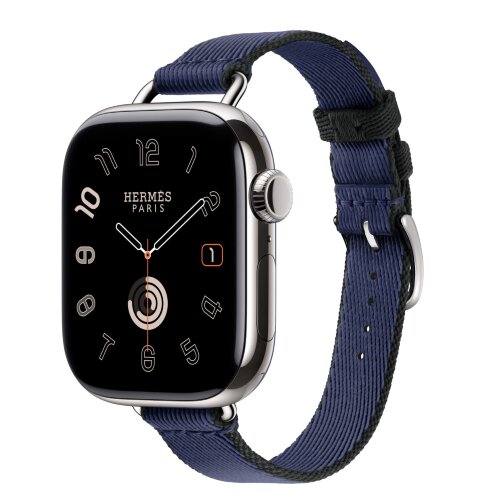 Apple Watch Series 11 Hermes 42mm Twill Jump Attelage Single Tour Navy/Noir