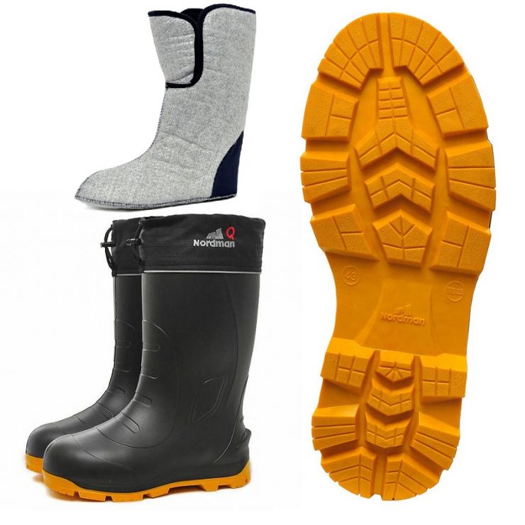 Сапоги Nordman Quaddro (-70°С) ЭВА манжета/усиленная подошва (черно/желтые) 519091-01 без шипов