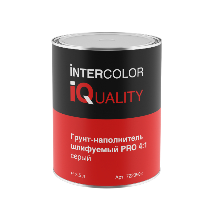 IQ PRO Грунт-наполнитель шлифуемый 4:1 серый объем 3.5л.
