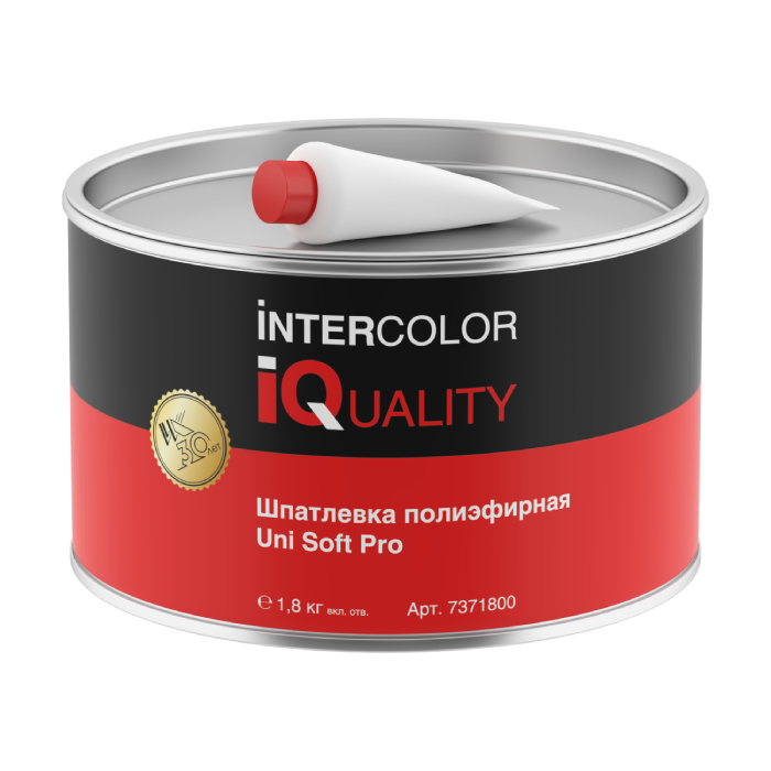 IQ UNI SOFT PRO Шпатлёвка полиэфирная с отвердителем вес 1.8кг.