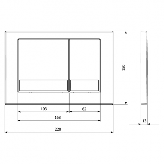 Кнопка смыва для инсталляции KKPOL M06 SPP/028/SG/K в цвете глянцевое золото схема 2