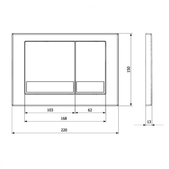 Кнопка смыва для инсталляции KKPOL M06 SPP/028/WS/K оружейная сталь схема 2