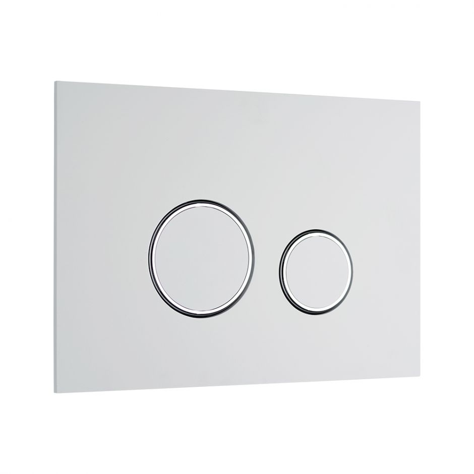 Изображение Белая клавиша для смыва KKPOL Aquafiori Sfera 350/AFS/057-10-00 с хромированными вставками