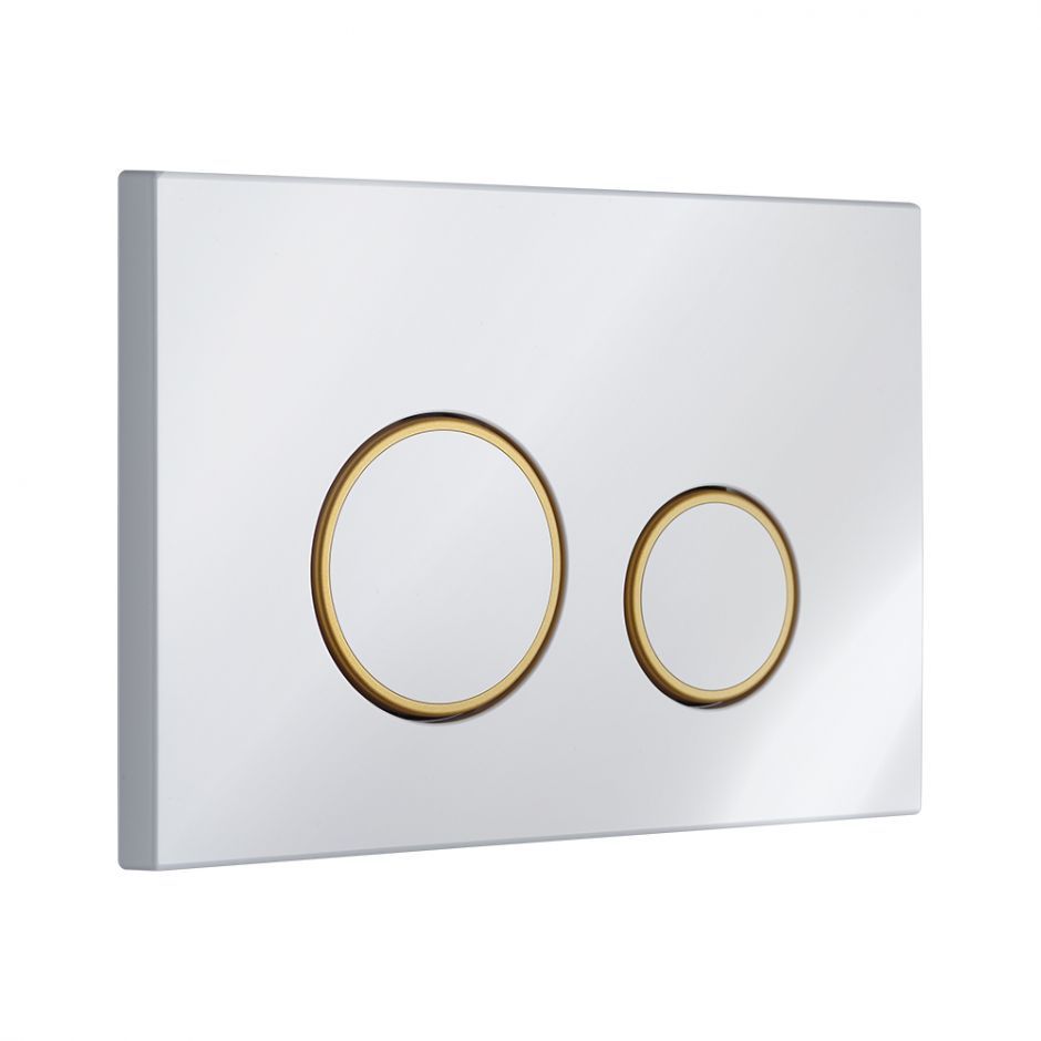 Изображение Клавиша для смыва KKPOL M11 350/PPB/042-00-06 белый матовый/золото матовое