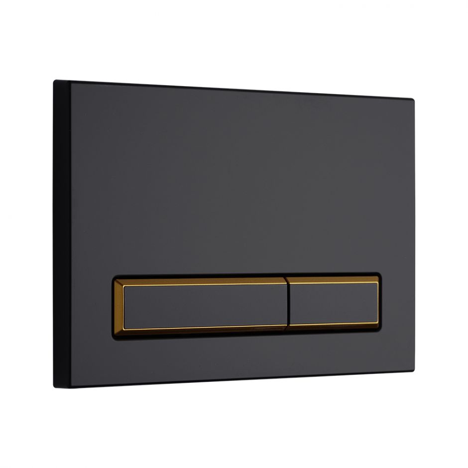 Смывная клавиша KKPOL M08 350/PPC/200-00-05 черная, с золотыми элементами