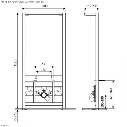 Инсталляция для биде KKPOL 350/ZPB/706-00-00 схема 2