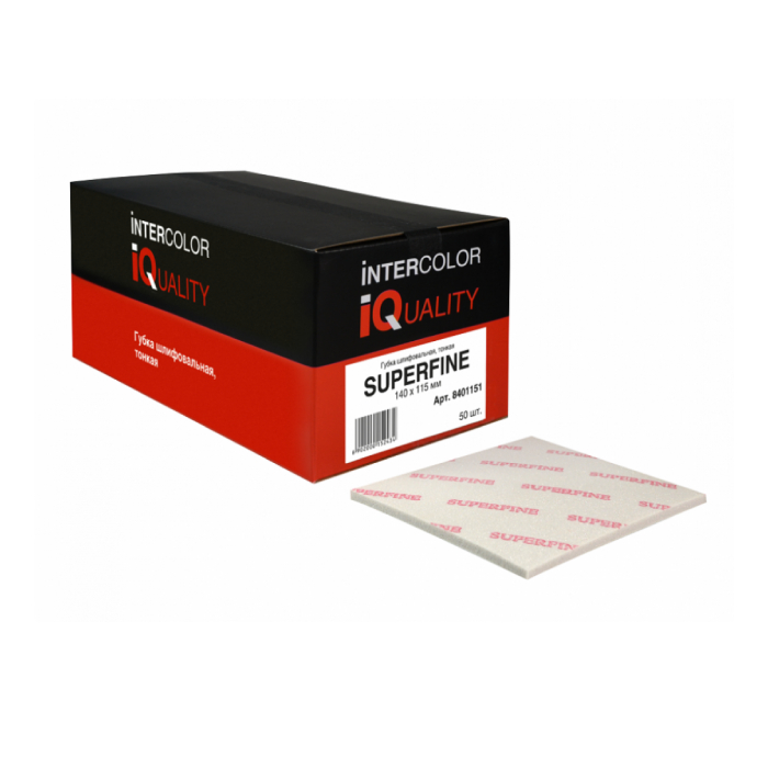 IQ SUPERFINE Губка шлифовальная тонкая 140х115мм. в упаковке 50шт.
