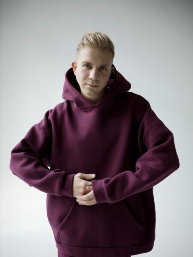 Худи оверсайз с начесом каберне