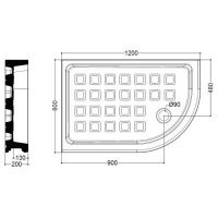 Поддон керамический Kerasan Retro 133201 80х120 см, полукруглый схема 2 Поддон керамический Kerasan Retro 133201 80х120 см, полукруглый схема 2