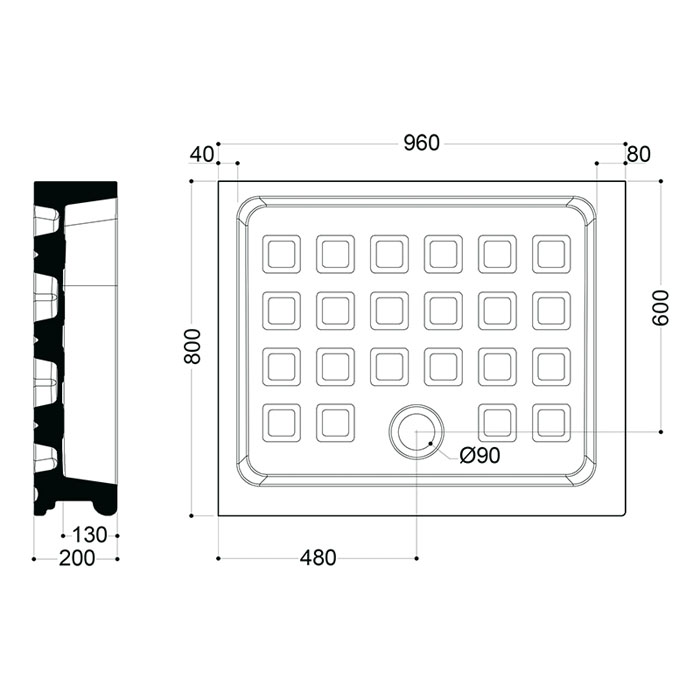 Поддон прямоугольный Kerasan Retro 133601 80х96 см ФОТО