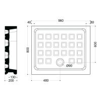 Поддон прямоугольный Kerasan Retro 133601 80х96 см схема 2