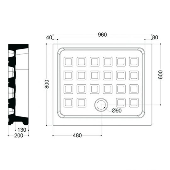 Поддон прямоугольный Kerasan Retro 133601 80х96 см схема 2