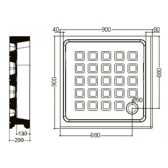 Поддон угловой квадратный Kerasan Retro 133801 90х90 см схема 2
