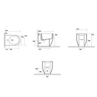 Биде напольное приставное Kerasan Flo 312401 55х37см схема 2