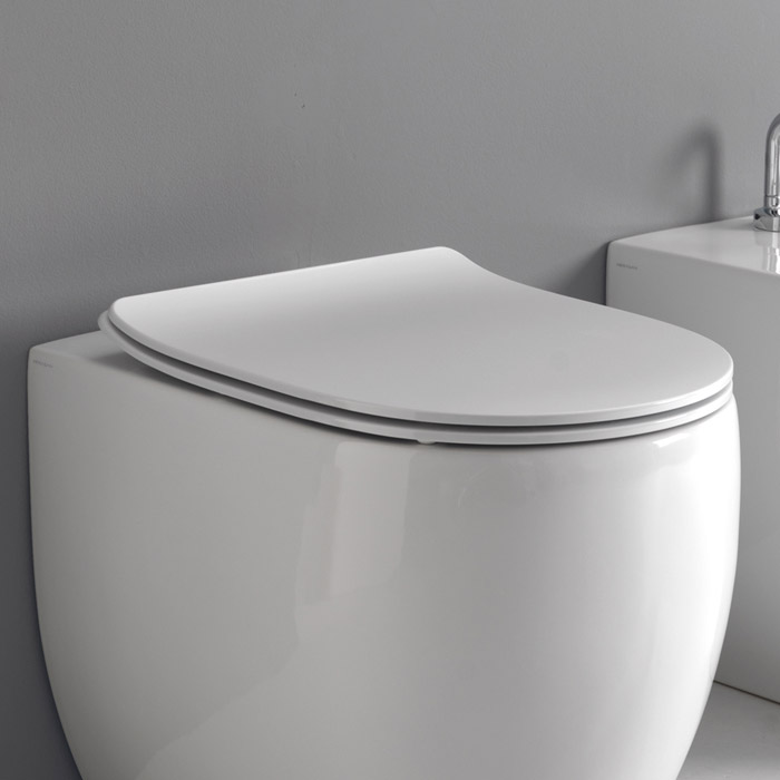 Изображение Сиденье для унитаза Kerasan Flo 319101, цвет белый глянцевый, с микролифтом