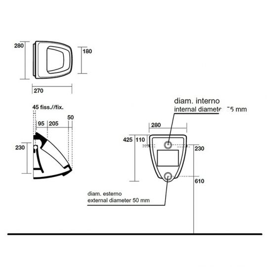 Писсуар подвесной Kerasan Comunita 333001 схема 2 Писсуар подвесной Kerasan Comunita 333001 схема 2