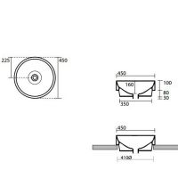 Накладная раковина Kerasan Cento 355781, круглая 45x45 см,  цвет коричневый схема 2