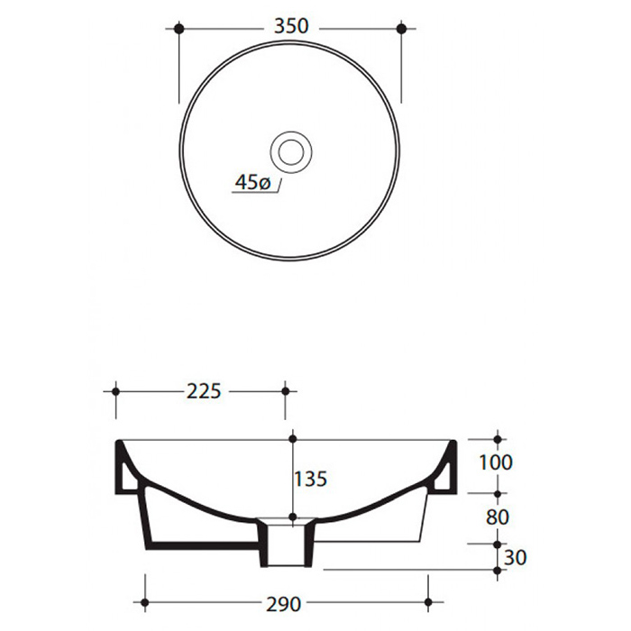 Черная раковина Kerasan Cento 355831, накладная 45x45 см ФОТО