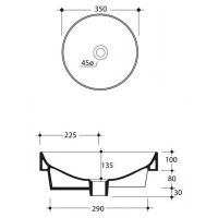 Черная раковина Kerasan Cento 355831, накладная 45x45 см схема 2 Черная раковина Kerasan Cento 355831, накладная 45x45 см схема 2