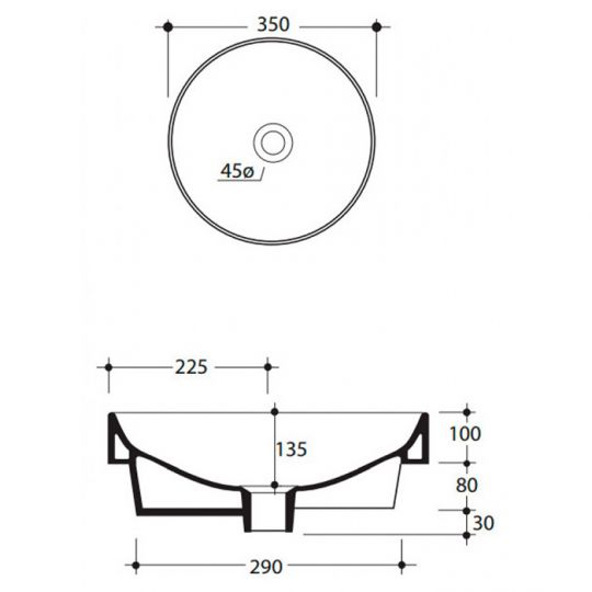 Раковина Kerasan Cento 355889, круглая 45x45 см, серая схема 2 Раковина Kerasan Cento 355889, круглая 45x45 см, серая схема 2