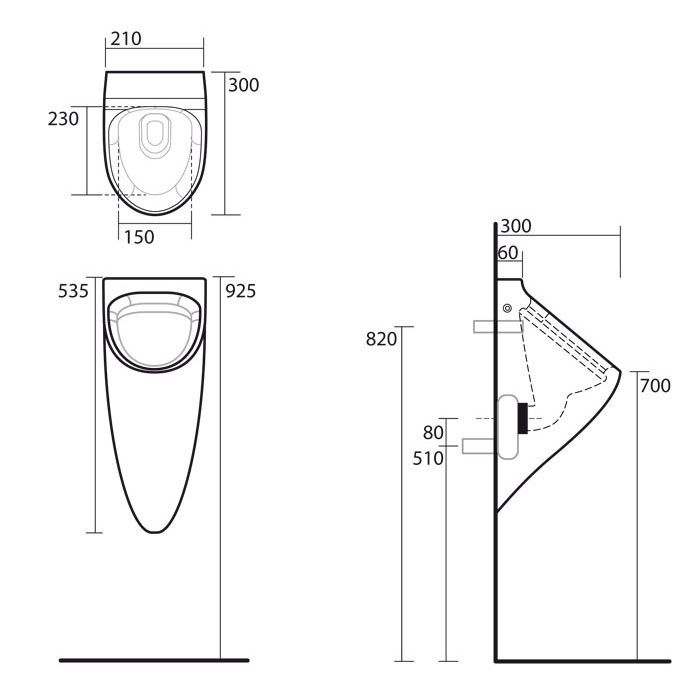 Писсуар с сифоном Kerasan Aquatech Писсуар с сифоном 373501 ФОТО