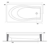 Ванна на ножках Kerasan Bentley 395001 180х80 см схема 2