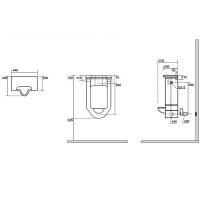 Черный подвесной писсуар Kerasan Waldorf 413004 с сифоном и комплектом крепежей схема 2 Черный подвесной писсуар Kerasan Waldorf 413004 с сифоном и комплектом крепежей схема 2