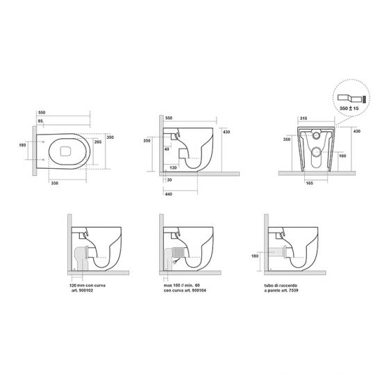 Унитаз напольный Kerasan Nolita безободковый, слив Tornado схема 2