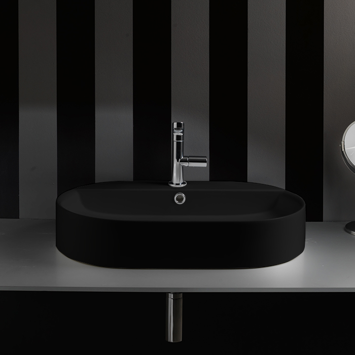 Изображение Накладная раковина Kerasan Ciotola 028531*1, закругленная 65x40 см, цвет черный