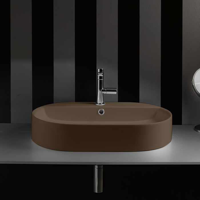 Изображение Накладная раковина Kerasan Ciotola 028588 Bruno matt *1, закругленная 65x40 см, цвет коричневый