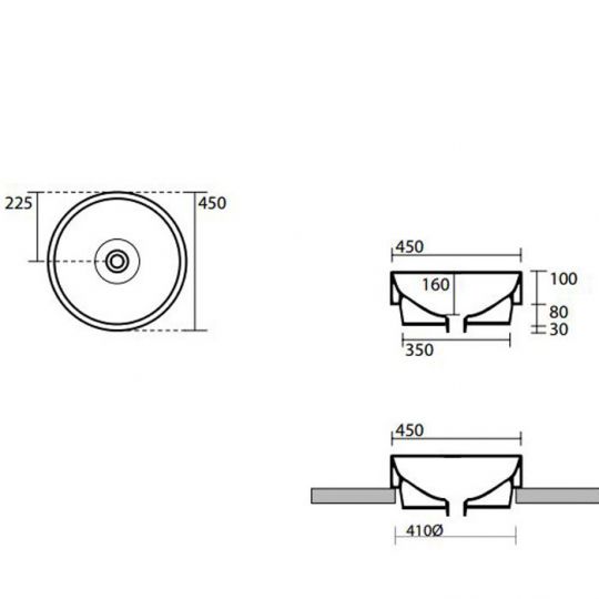 Раковина накладная Kerasan Cento 355775 Borgogna matt *0, коричневый цвет 45x45 см схема 2