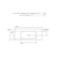 Накладная раковина Kerasan Shape 548030*1, прямоугольная 122x52 см схема 2