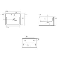Раковина подвесная Kerasan Lavabi arredo 574059*2, серый цвет 60x46, 5 см схема 2