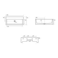 Подвесная раковина Kerasan Lavabi arredo 574201*1, прямоугольная 120x40 см схема 2