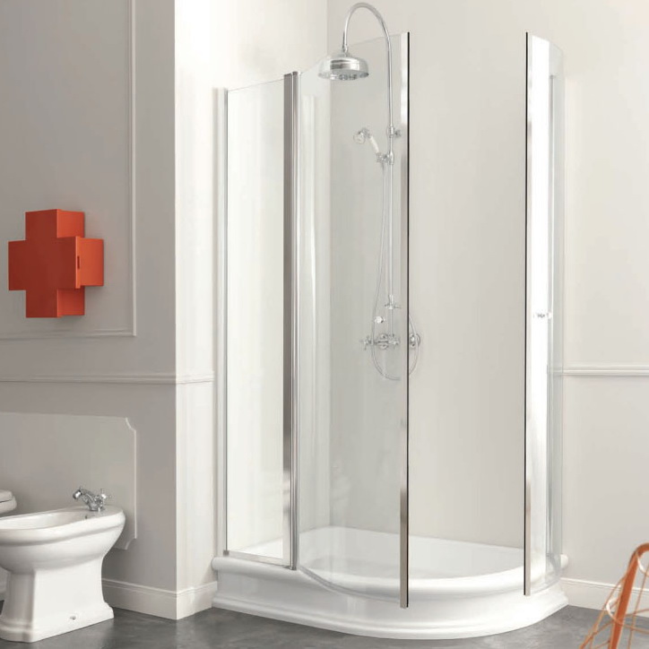 Душевое ограждение Kerasan Retro 80х120 см 9137T0 с хромированным профилем