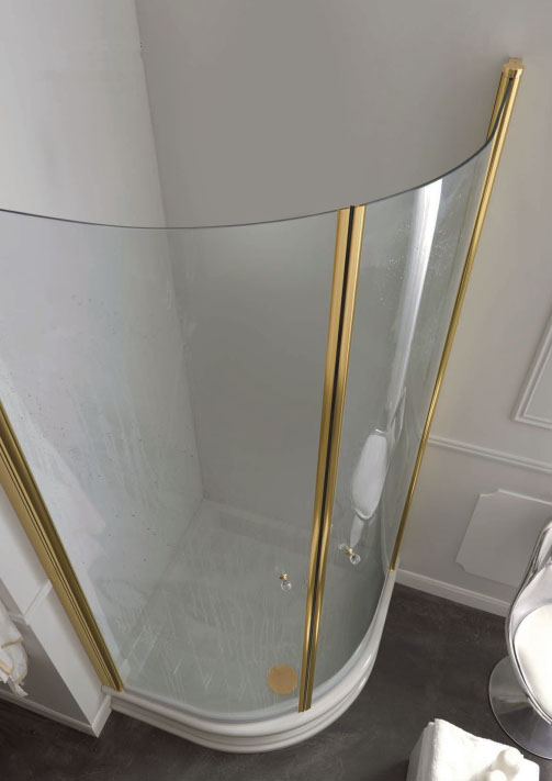 Изображение Душевое ограждение Kerasan Retro 9151T1 90x90 см, золотой профиль