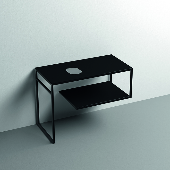 Изображение Kerasan Louise Металлическая структура для раковины 100х74см, напольная, с полкой, с 1 отв., с полотенцедержателем, цвет: черный матовый