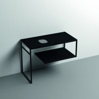 Kerasan Louise Металлическая структура для раковины 100х74см, напольная, с полкой, с 1 отв., с полотенцедержателем, цвет: черный матовый схема 1