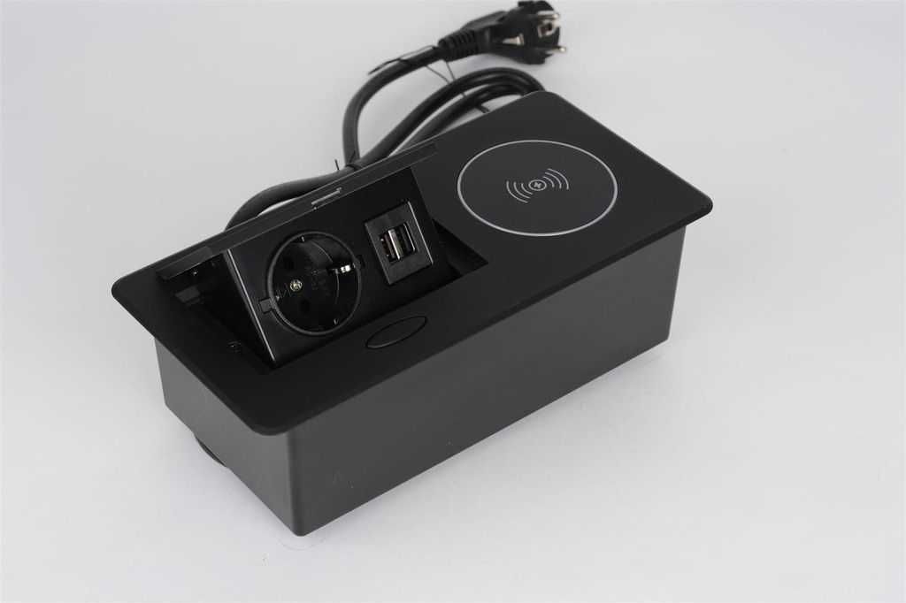 Выдвижная розетка с беспроводной зарядкой POLO (на 1 розетку, беспроводную зарядку, 2 USB)