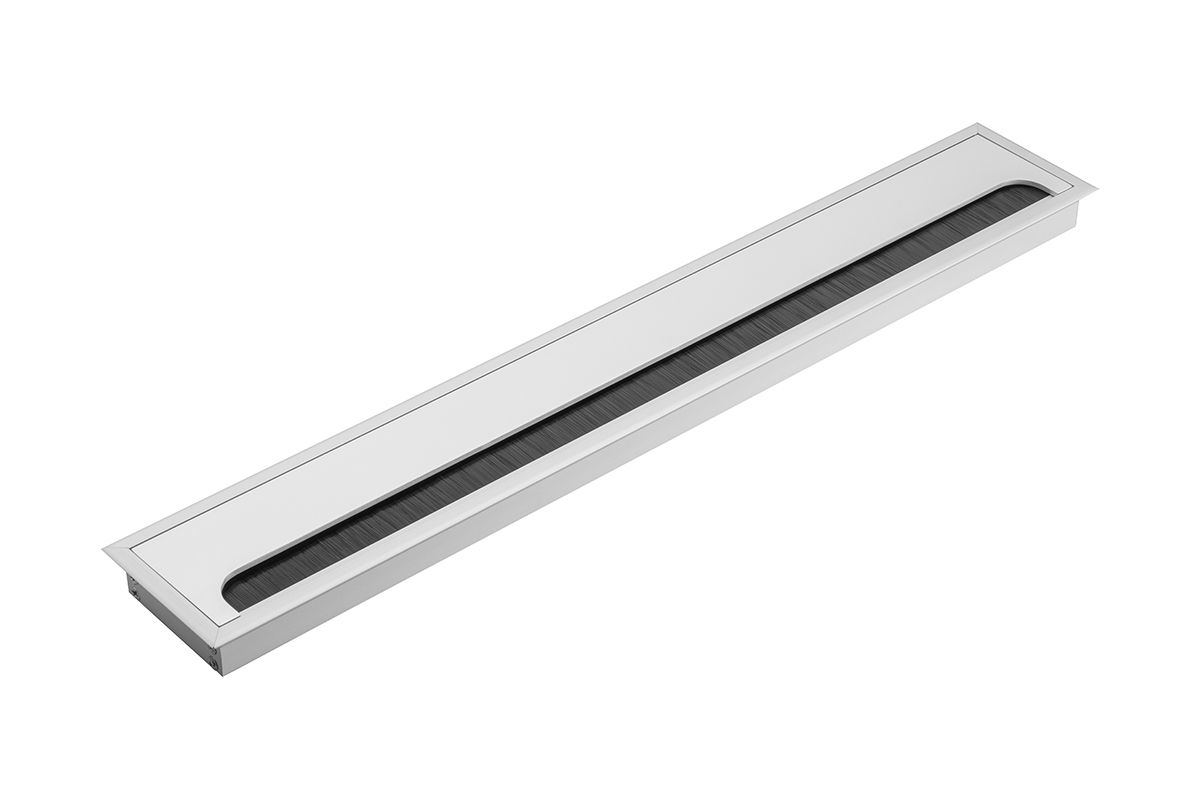 Заглушка пропуск под кабель, кабель-канал прямоугольный, для стола, столешницы, мебели, 80x500мм, алюминий, GTV, LBx500