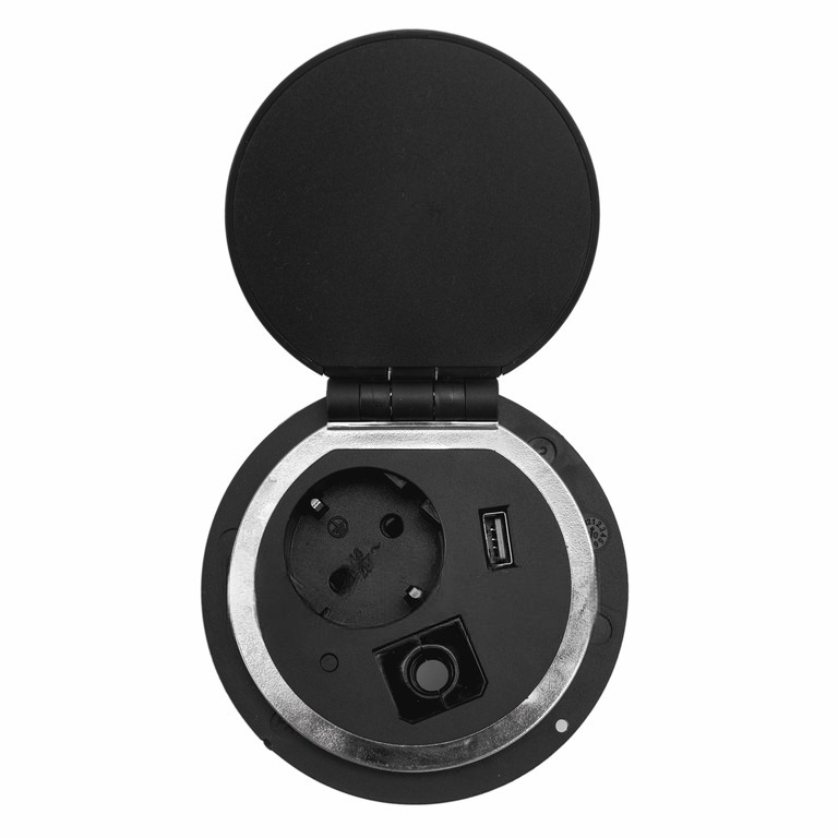Встраиваемая розетка SET (1 розетку, 1 USB, беспроводную зарядку, пропуск под кабель/информационный USB)