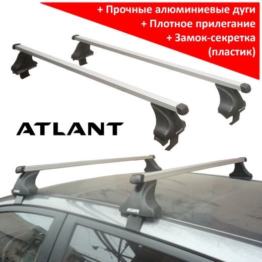 Багажник на крышy Toyota Ractis (XP100) (хэтчбек, 2005-2010), Атлант, прямоугольные дуги, опора E