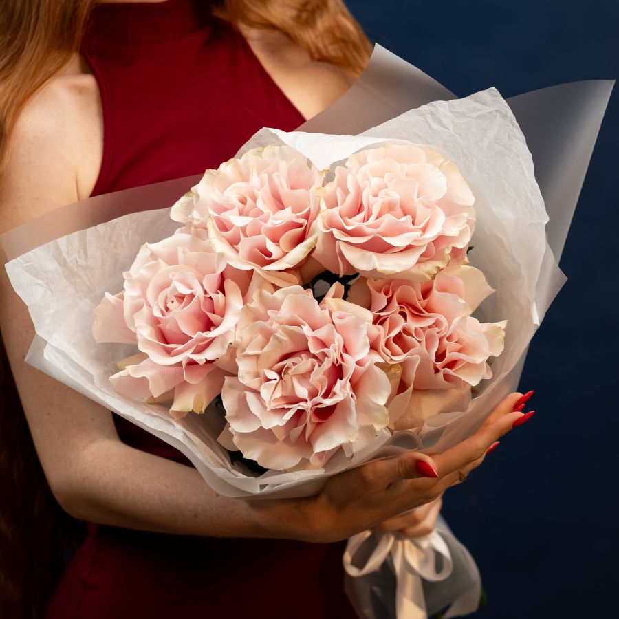 5 французских роз (сорт Пинк Мондиаль)