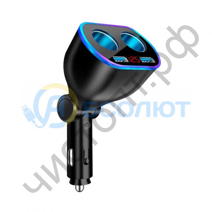 Разветвитель прикуривателя TS-CAU67 (2 гнезда + 2*USB + вольтметр)