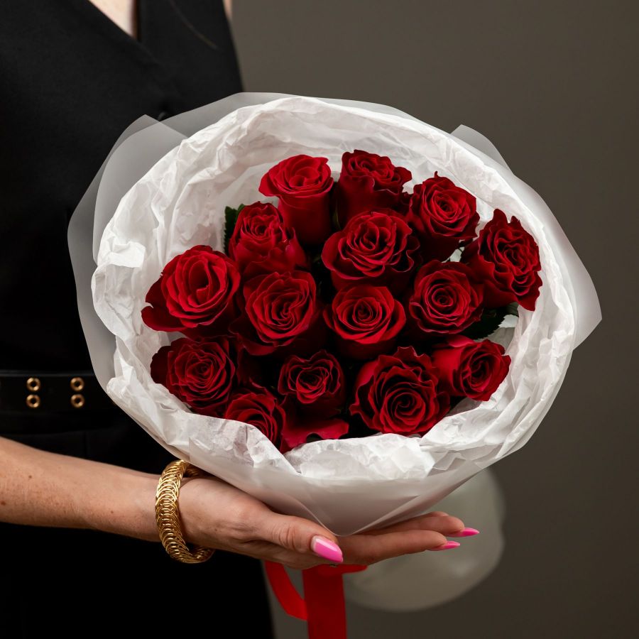 Красная роза от 15шт (родос 40см)