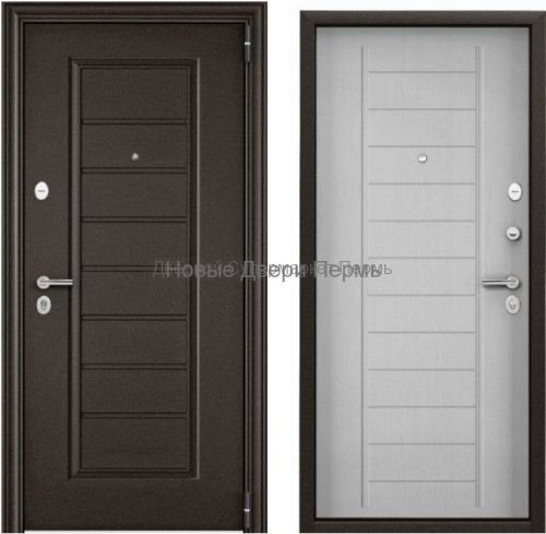 DELTA PRO MP Букле коричневый / ПВХ Дуб белый матовый квартирная дверь