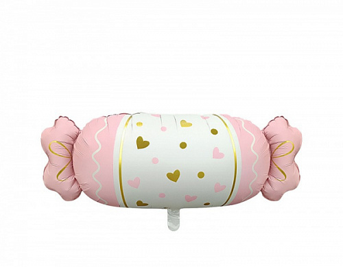 Конфетка розовая шар фигурный фольгированный с гелием